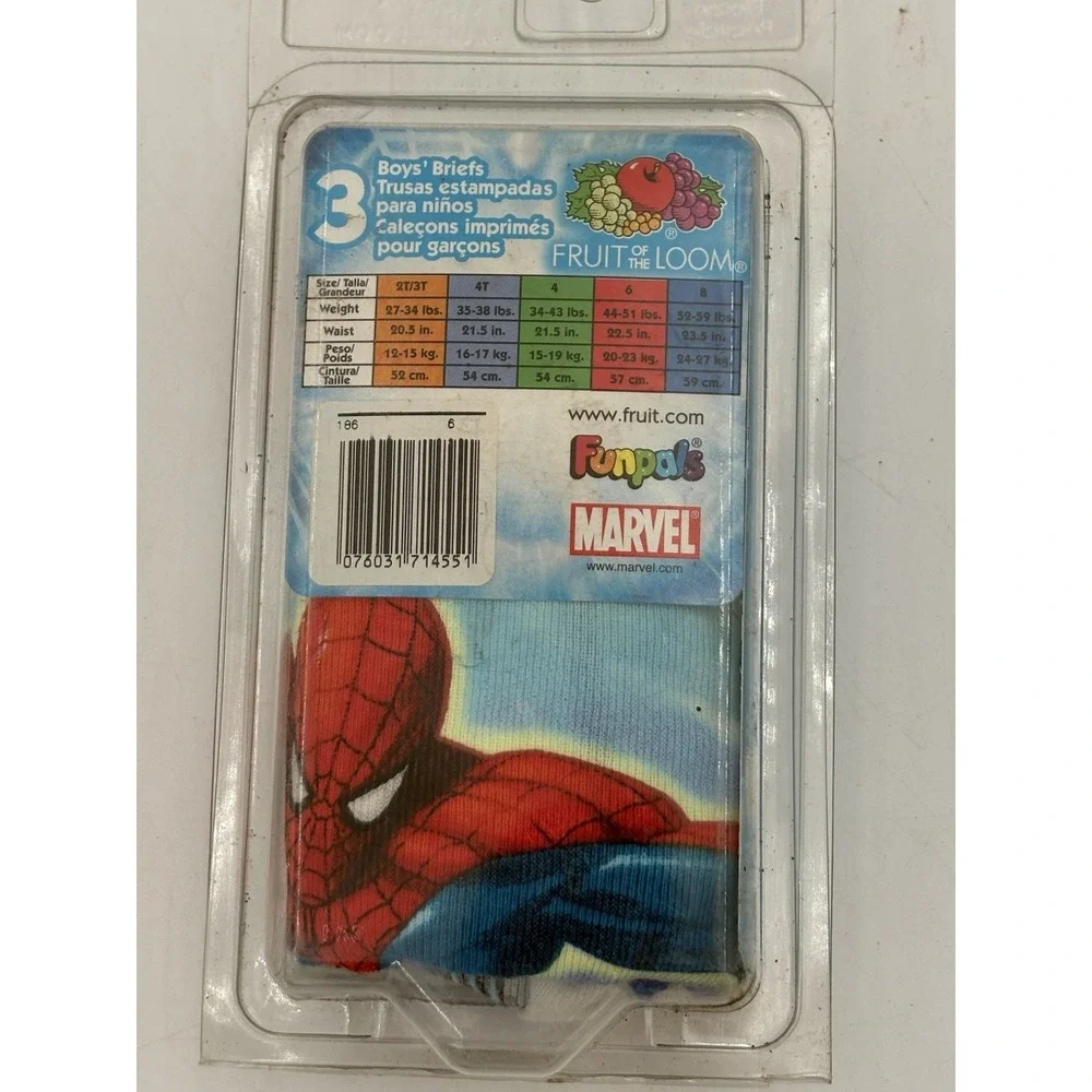 Vintage 2007 Fruit Of The Loom Funpals Spider-Man Glow Boys Briefs Size 6 Sealed